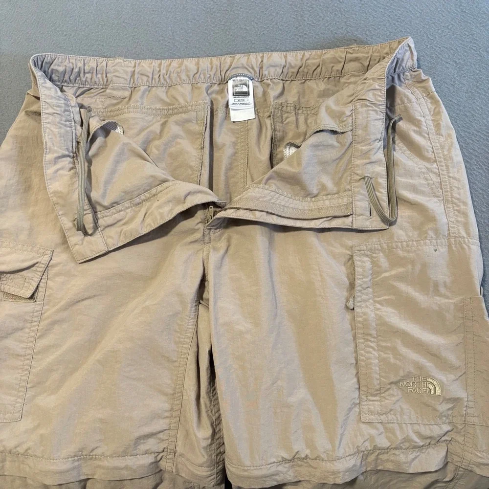 The North Face Convertible Cargo Pants Mens XL 38x34 Khaki Hiking Zip Off Nylon